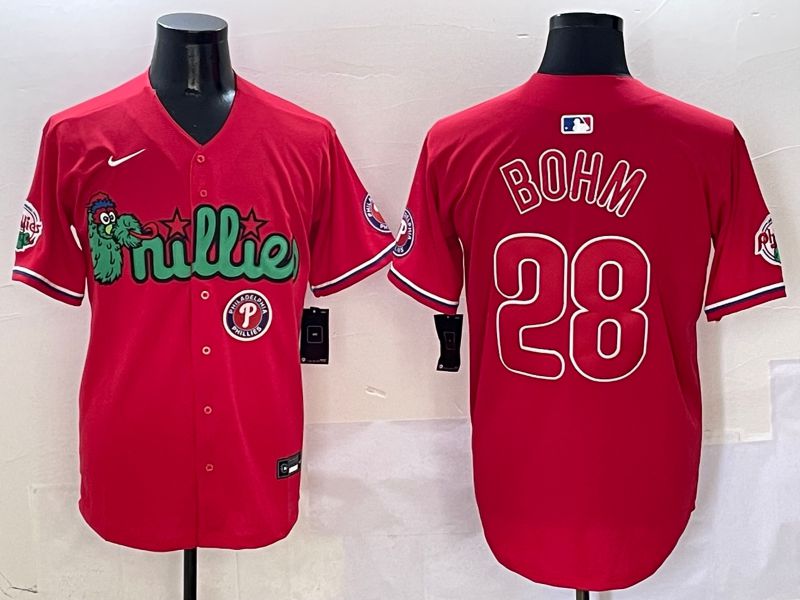 Men Philadelphia Phillies #28 Bohm Red three generations Joint Name 2025 Nike MLB Jersey style 7